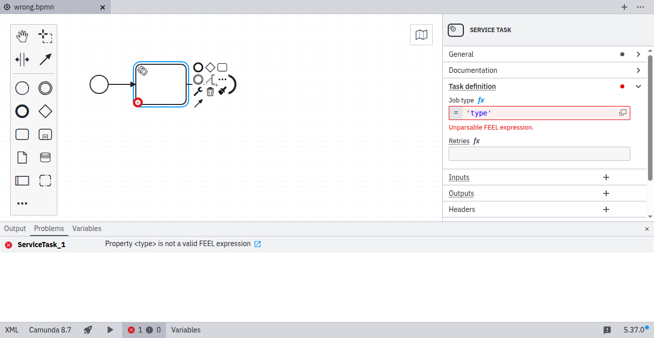 Invalid FEEL expression